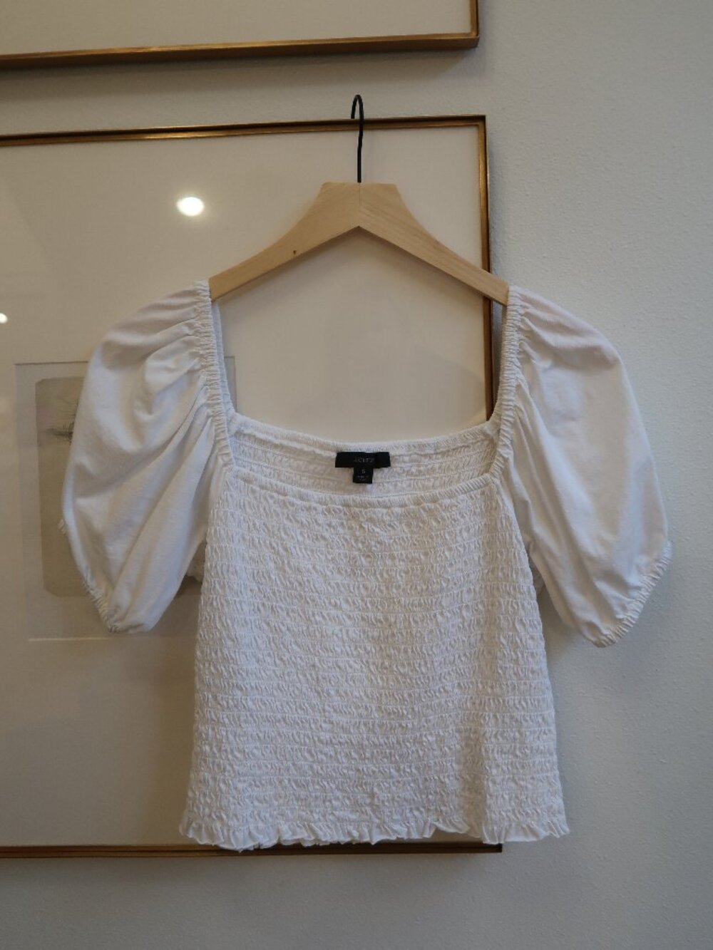 J.Crew Smocked Puff Sleeve Top